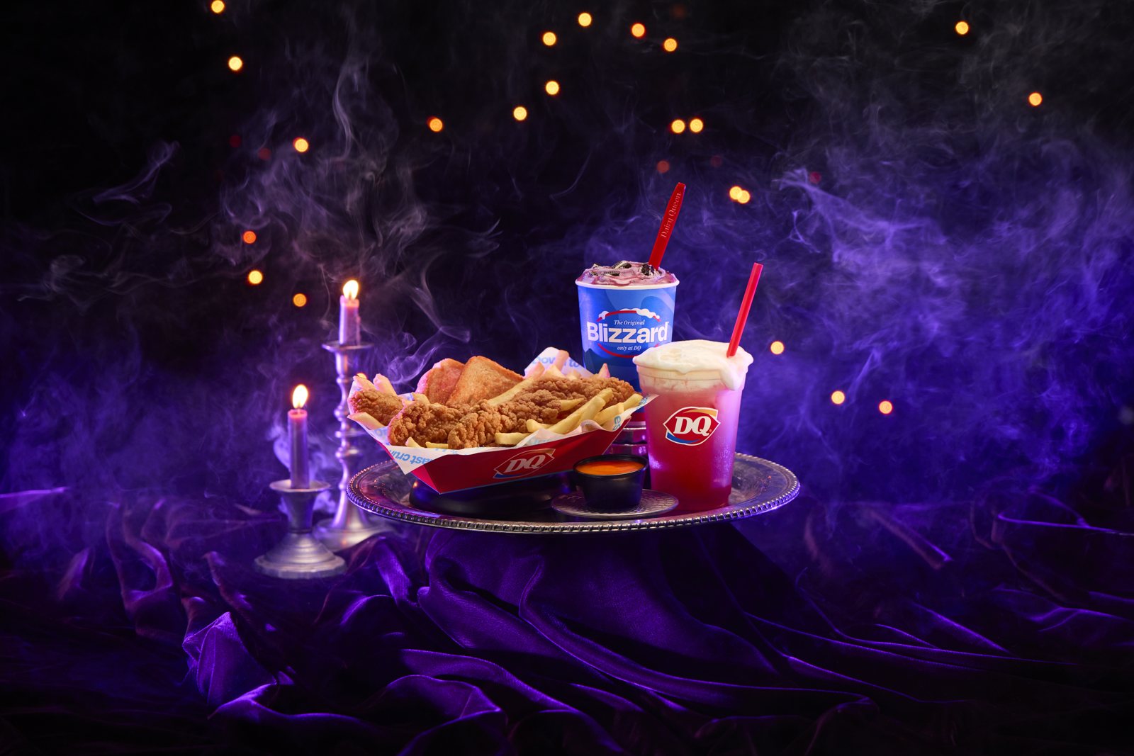 DQ Spellbound Series: Bubble Brew DQ Sparkler, Enchanted OREO Blizzard Treat and Ghost Pepper Sauce with a Chicken Strip Basket