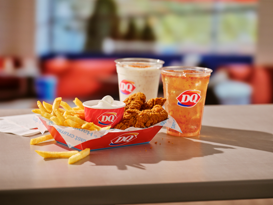 DQ Swicy Menu - FlameThrower Chicken Strips with Soft Serve Dipping Sauce and Pineapple Lemonade Drinks